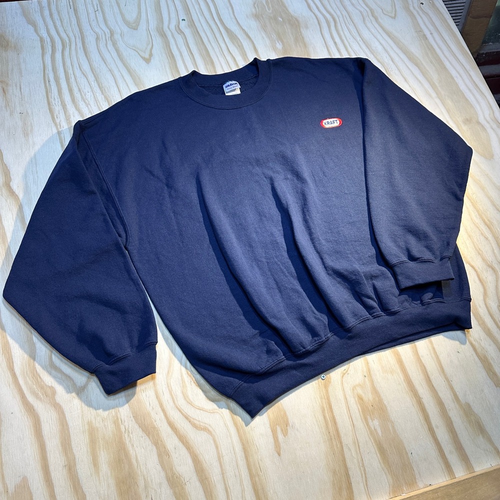 Gildan Kraft Logo Navy Blue Crewneck Sweatshirt XL Heavy Blend